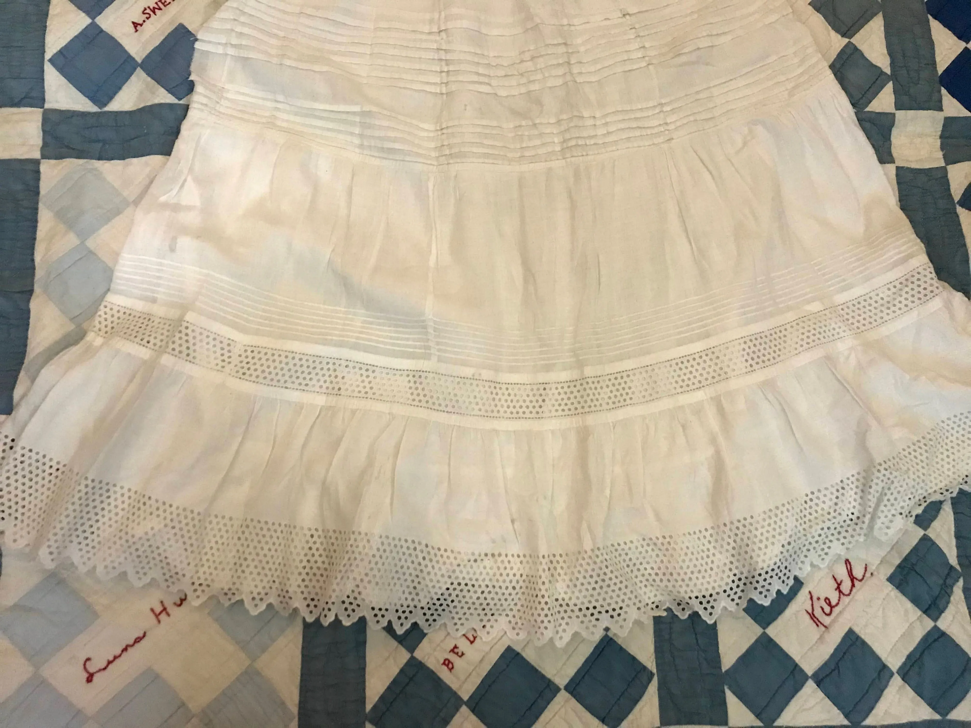 00&#x2019;s/10&#x2019;s White Calico Edwardian Victorian Cotton Lawn Skirt By Vintage