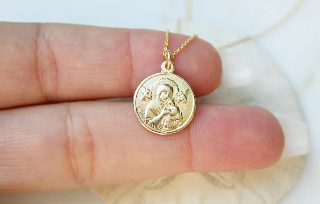 14k Gold Our Lady of Perpetual Help Necklace