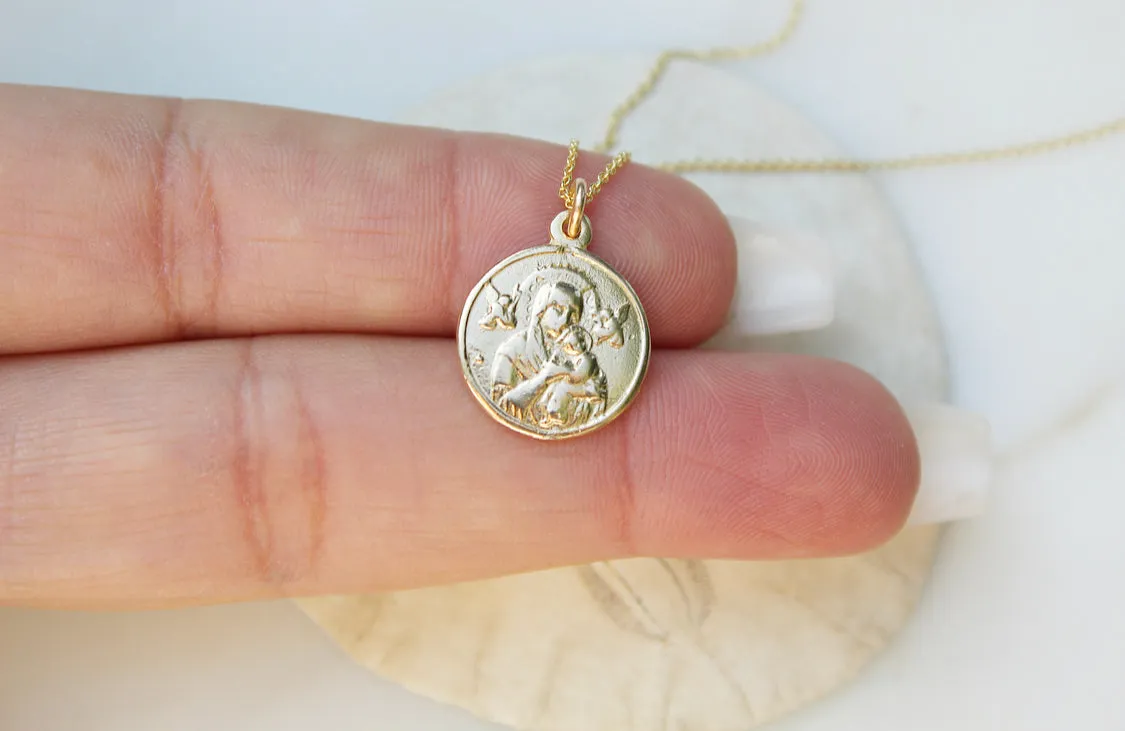 14k Gold Our Lady of Perpetual Help Necklace