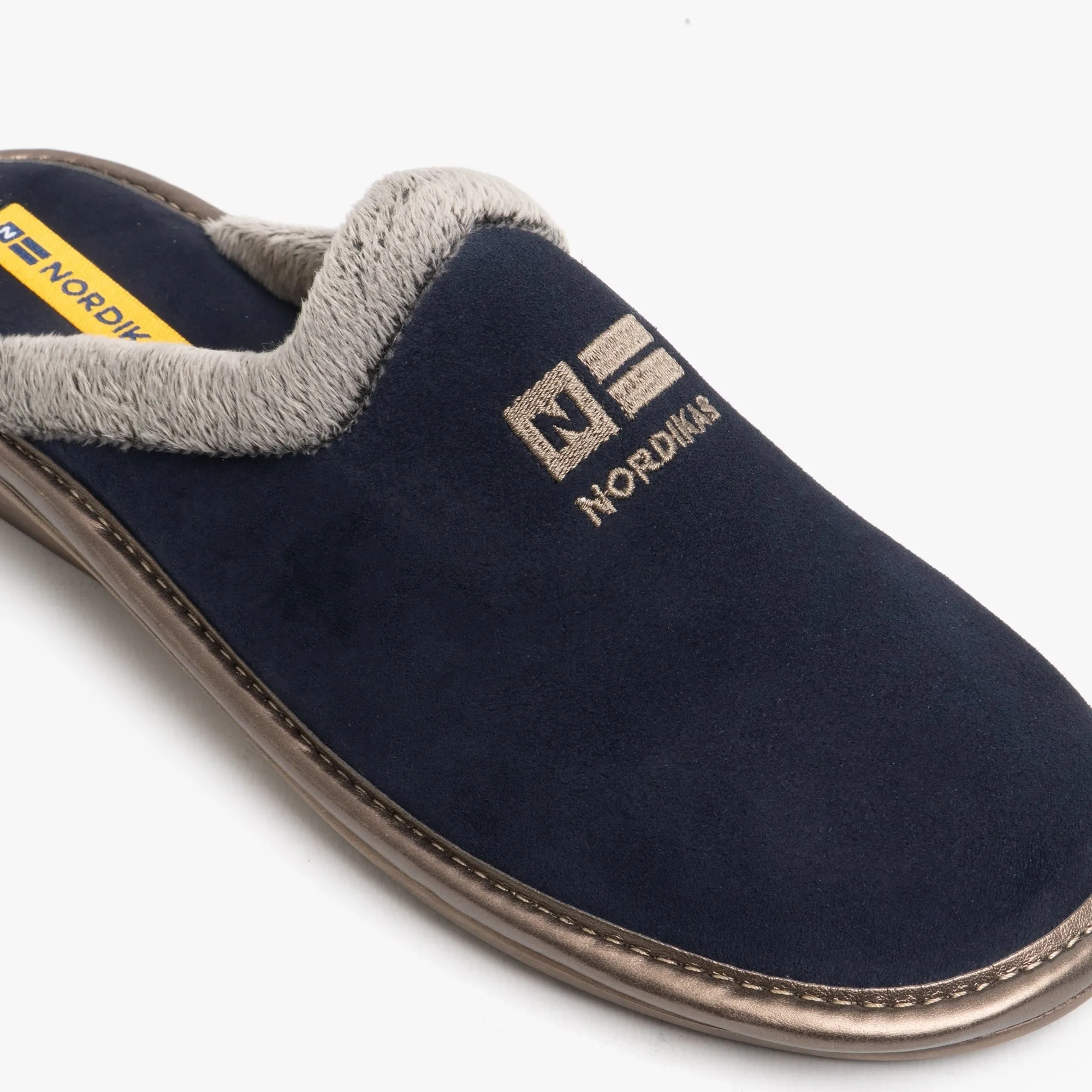 238 (AFELPADO) Ladies Suede Mule Slippers Marine Blue