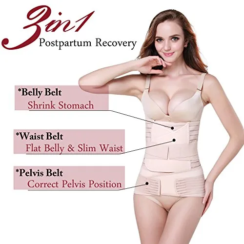 3 in 1 Postpartum Support - Recovery Belly/waist/pelvis Belt Shapewear (Nude)