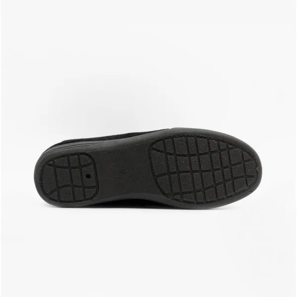 AARON Mens Full Slippers Black/Grey