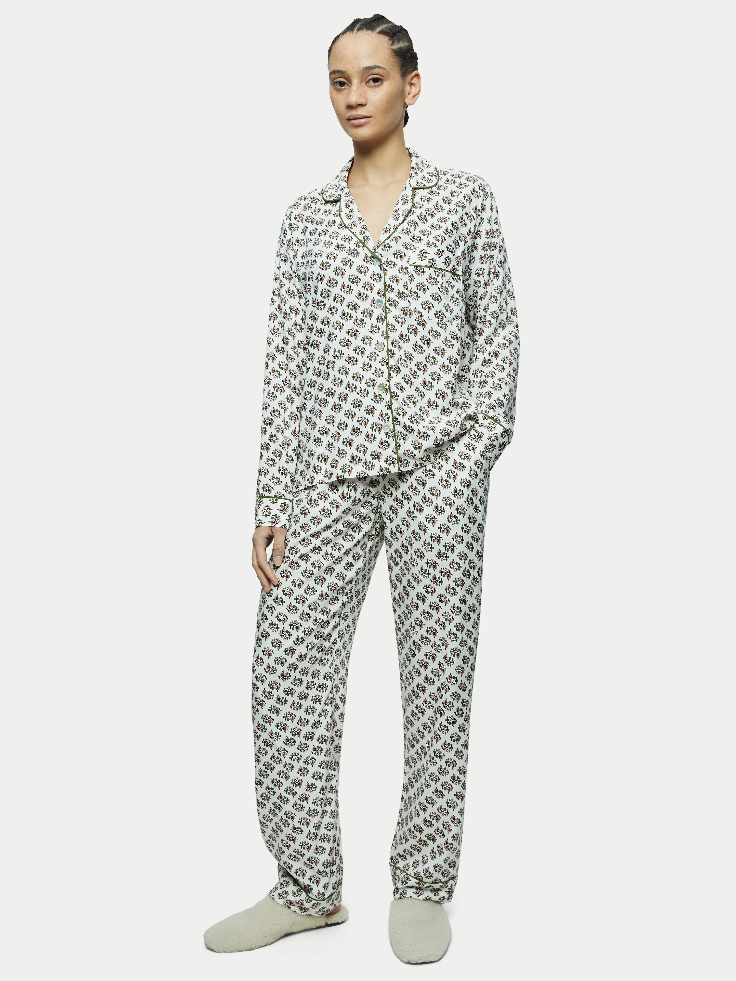 Abstract Posy Modal Pyjama | Cream