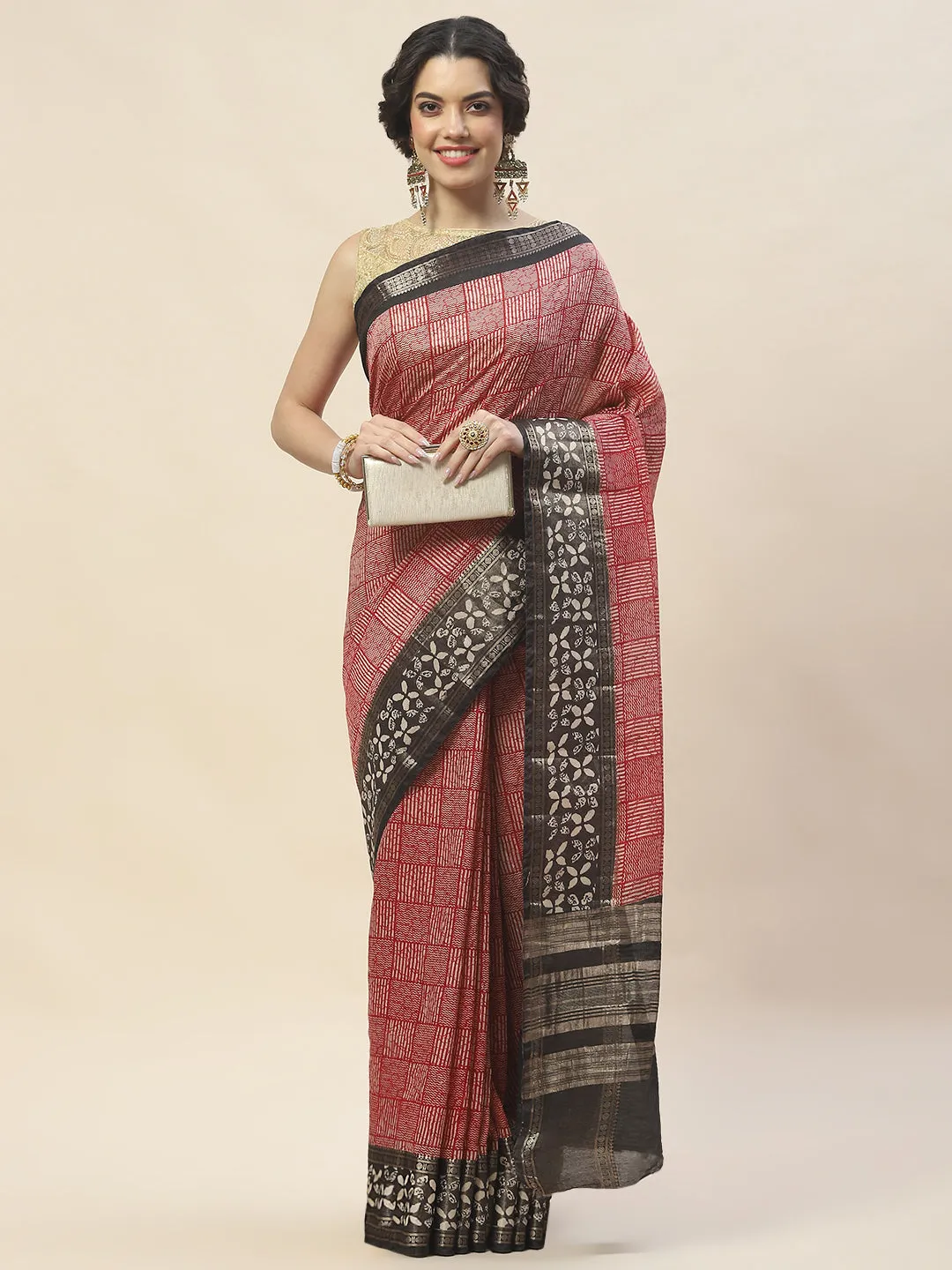 Abstract Print Cotton Saree