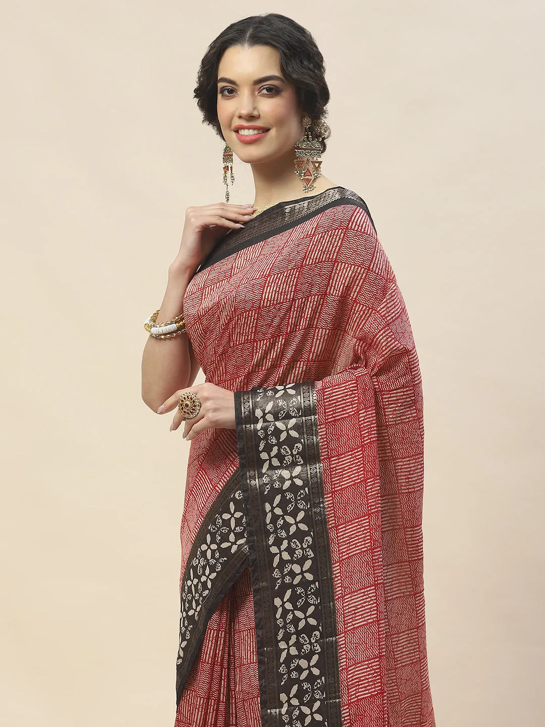 Abstract Print Cotton Saree