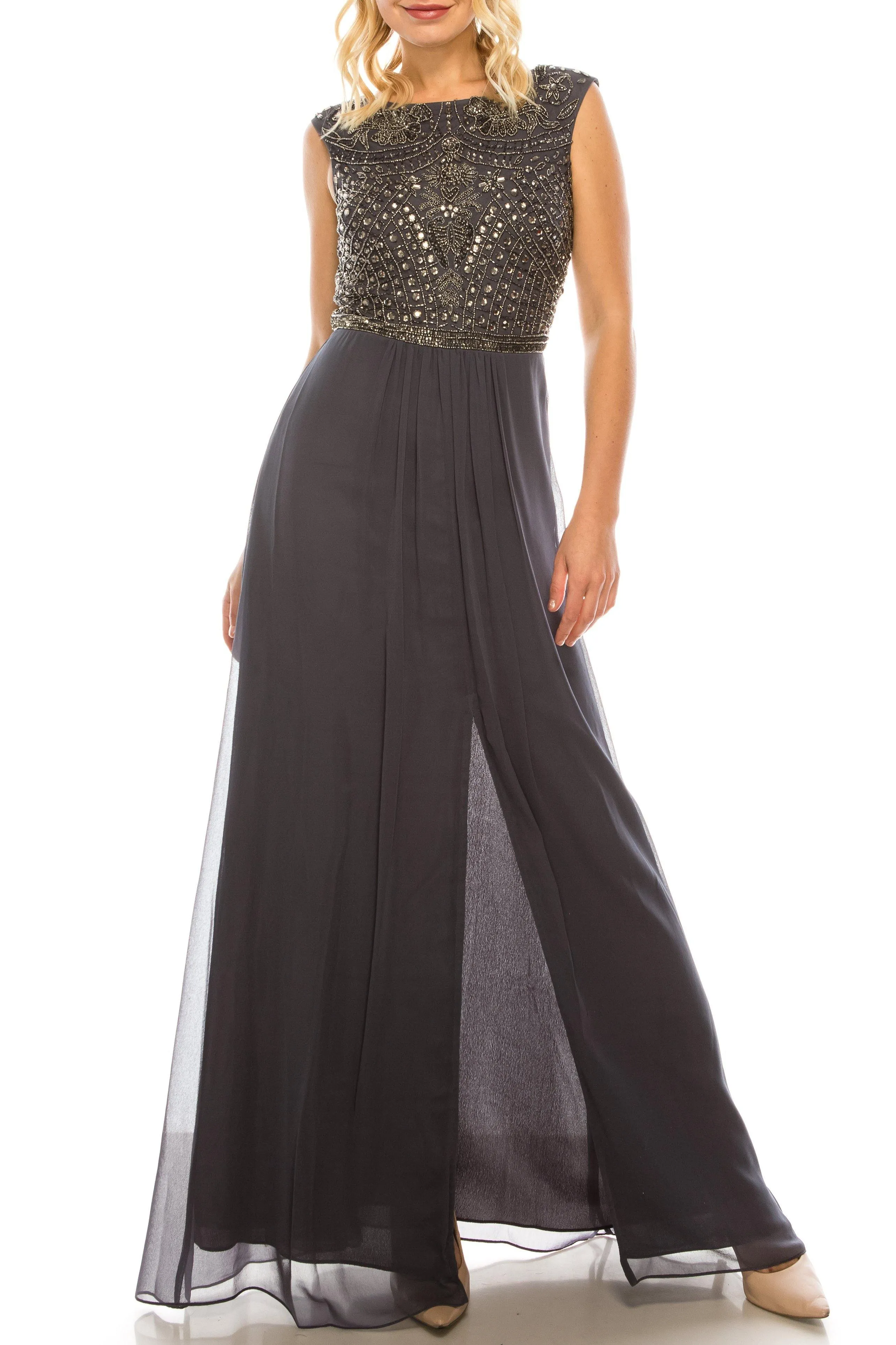 Aidan Mattox Long Formal Beaded A Line Evening Gown