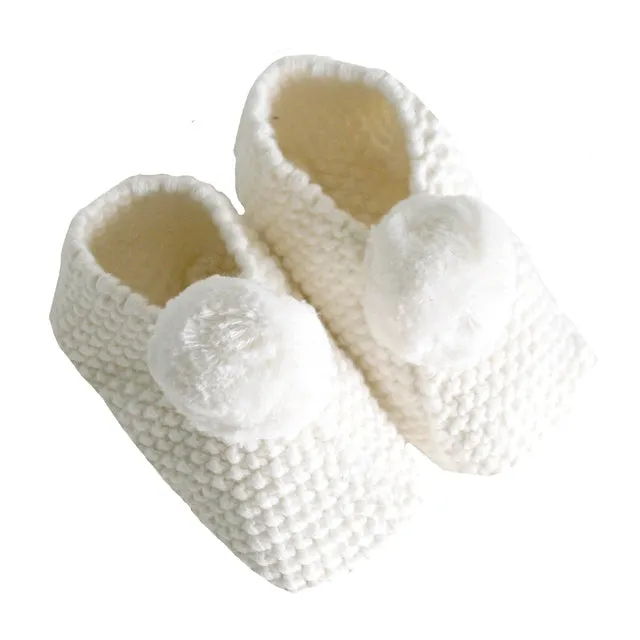 Alimrose - Baby PomPom Slippers - White