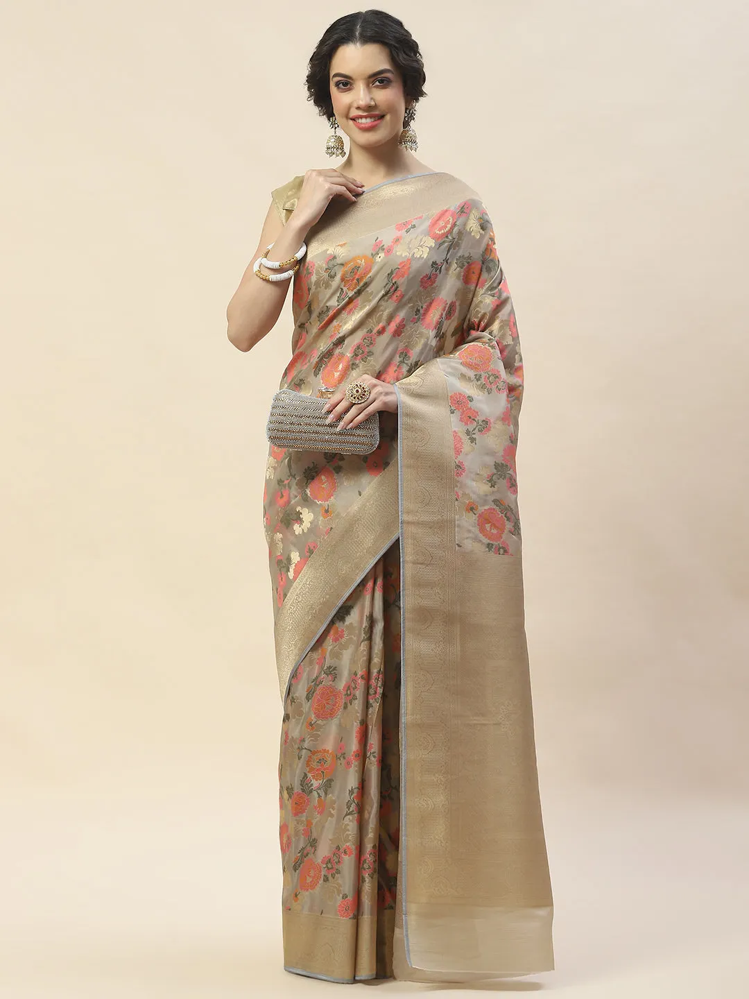 Antique Booti Woven Organza Saree