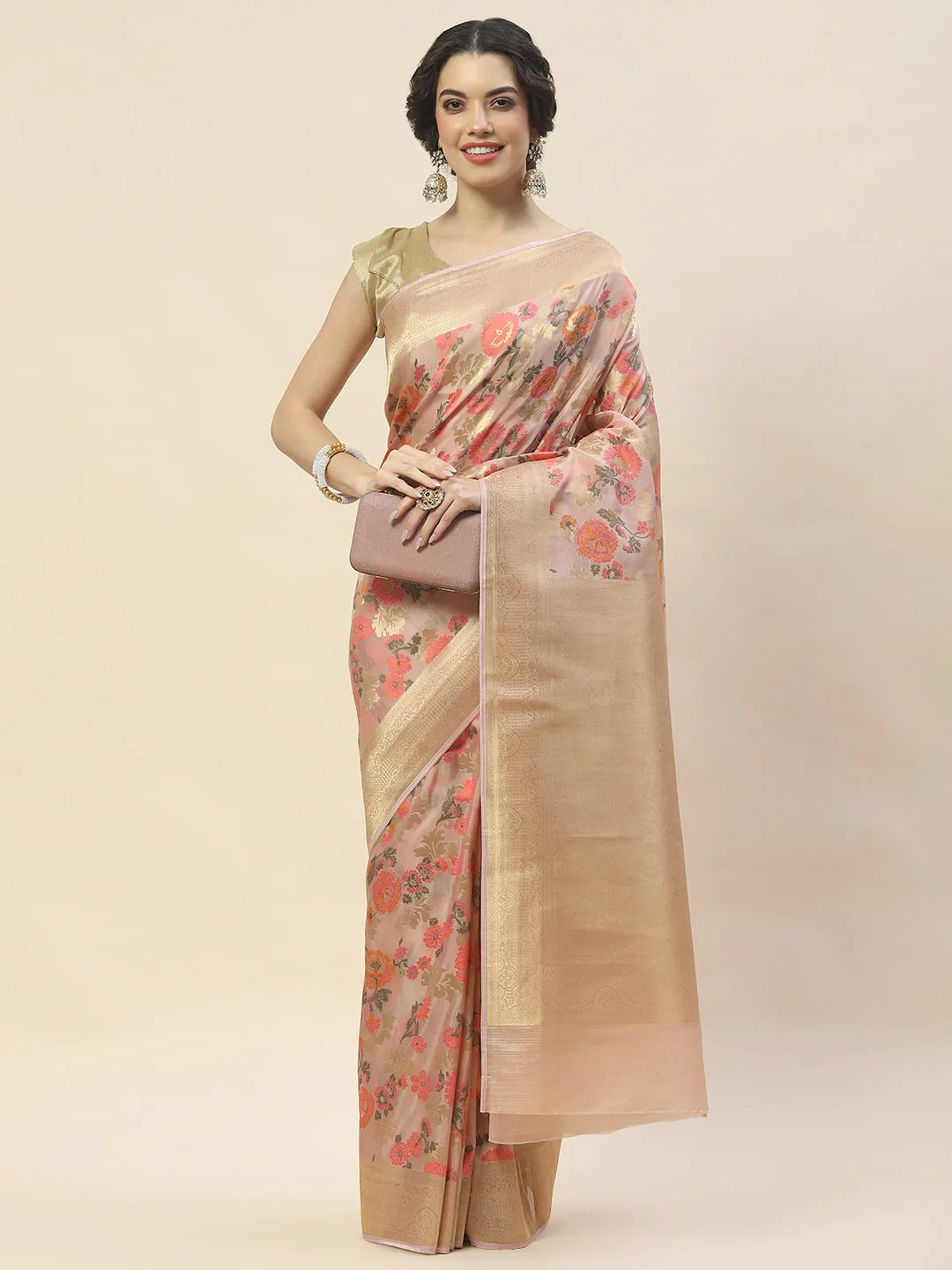 Antique Booti Woven Organza Saree