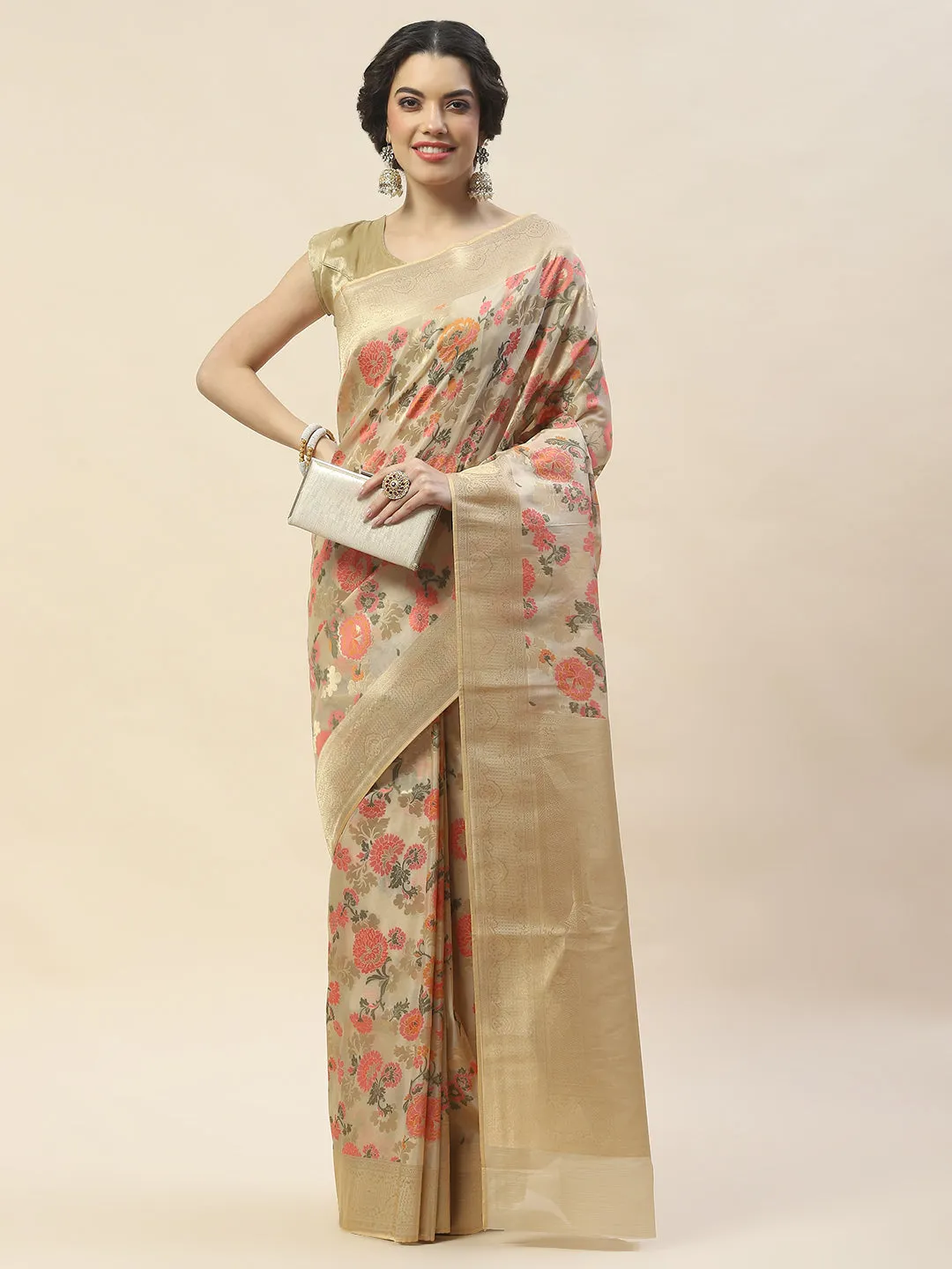 Antique Booti Woven Organza Saree