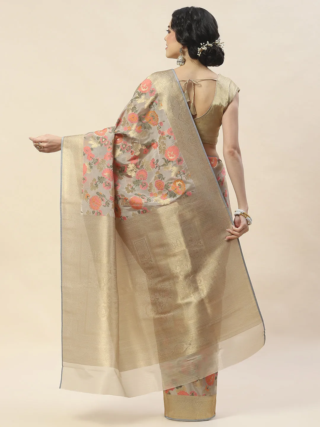 Antique Booti Woven Organza Saree