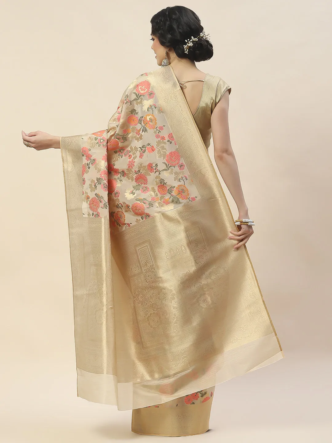 Antique Booti Woven Organza Saree