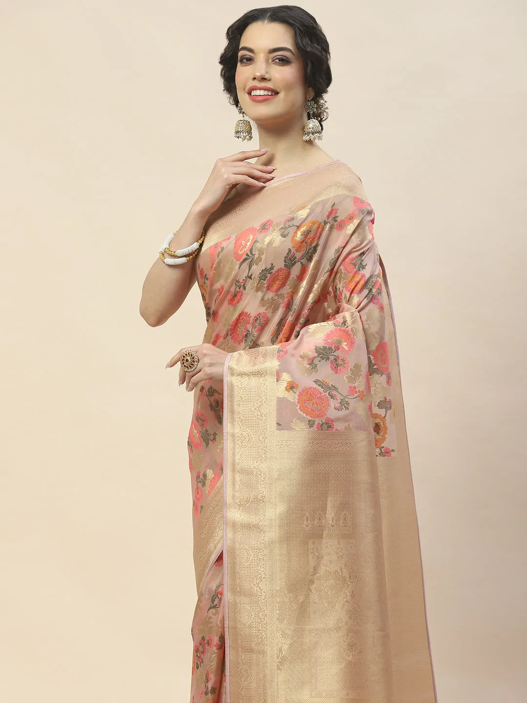 Antique Booti Woven Organza Saree