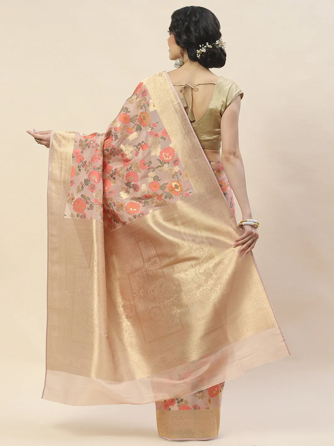 Antique Booti Woven Organza Saree