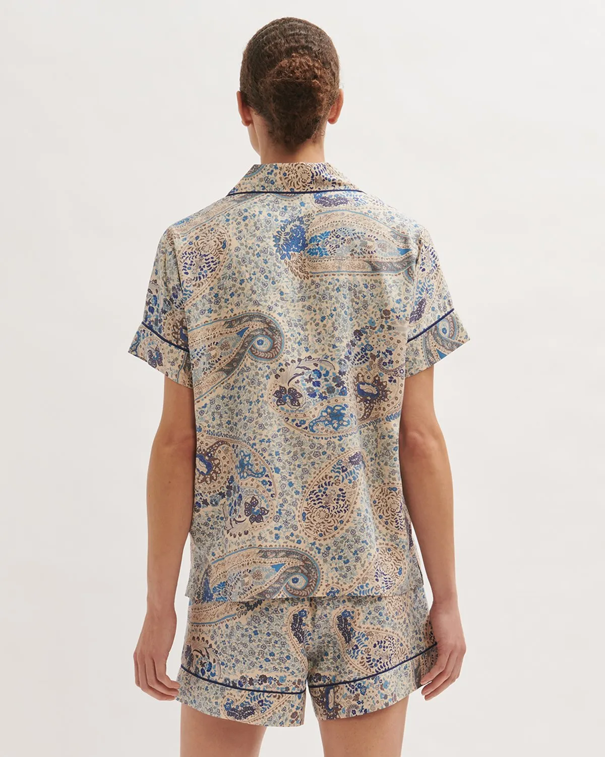 Antique Paisley Pyjama Top | Blue