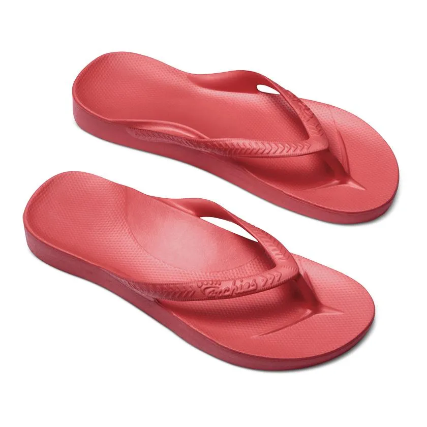 Archies Arch Support Flip Flops in Coral