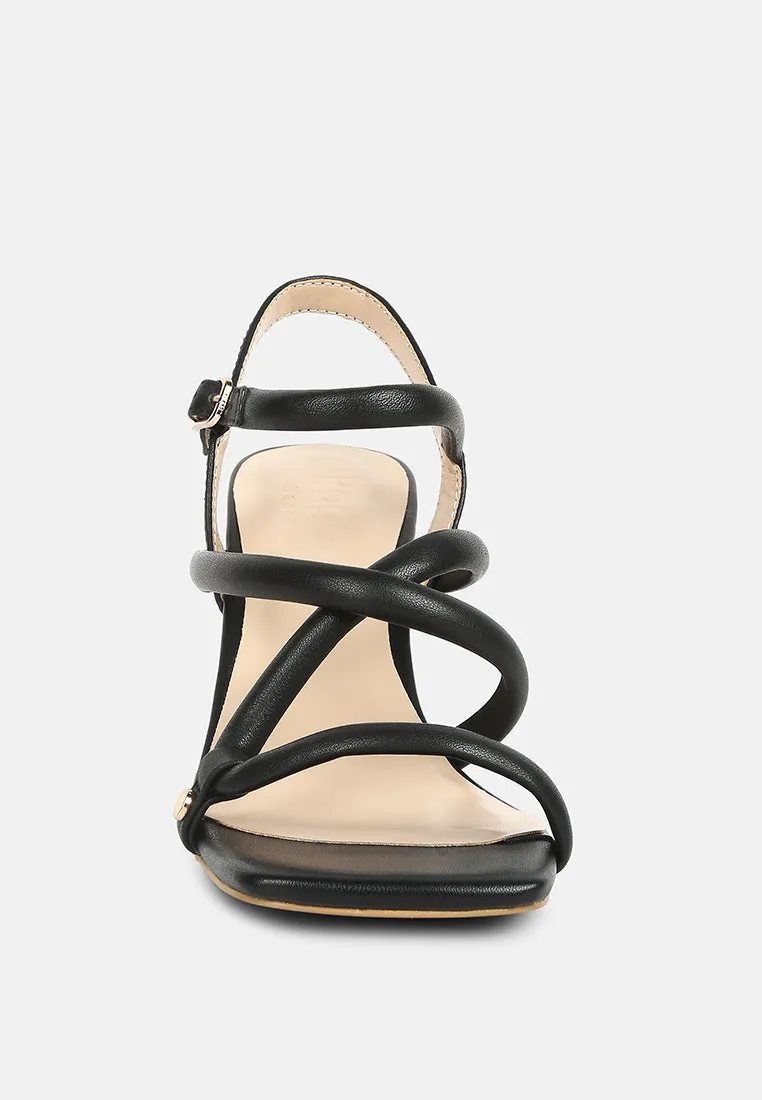 ARTHA open square toe block heel sandals in Black