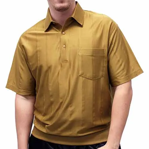 Big and Tall Tone on Tone Textured Knit Short Sleeve Banded Bottom Shirt - 6010-16BT Mocha