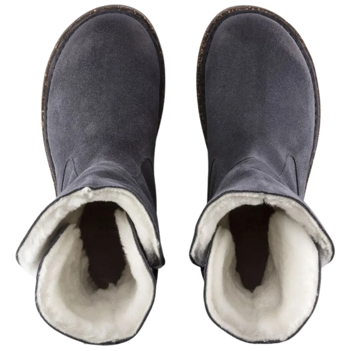 Birkenstock Womens Uppsala Graphite Suede Shearling Slip-On Comfort Shoes