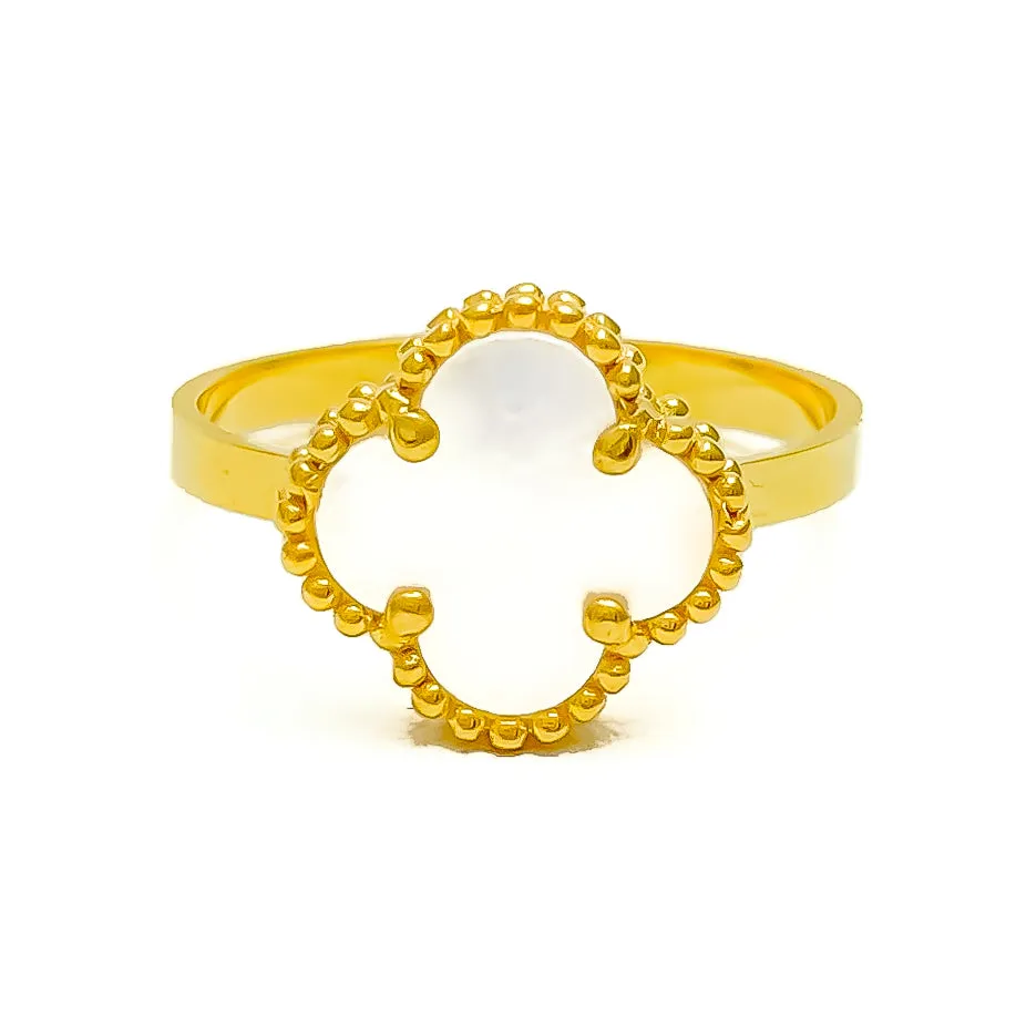 Blooming Mother Of Pearl 21K Gold Ring