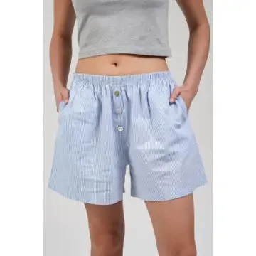 Blue Pinstripe Poplin Shorts