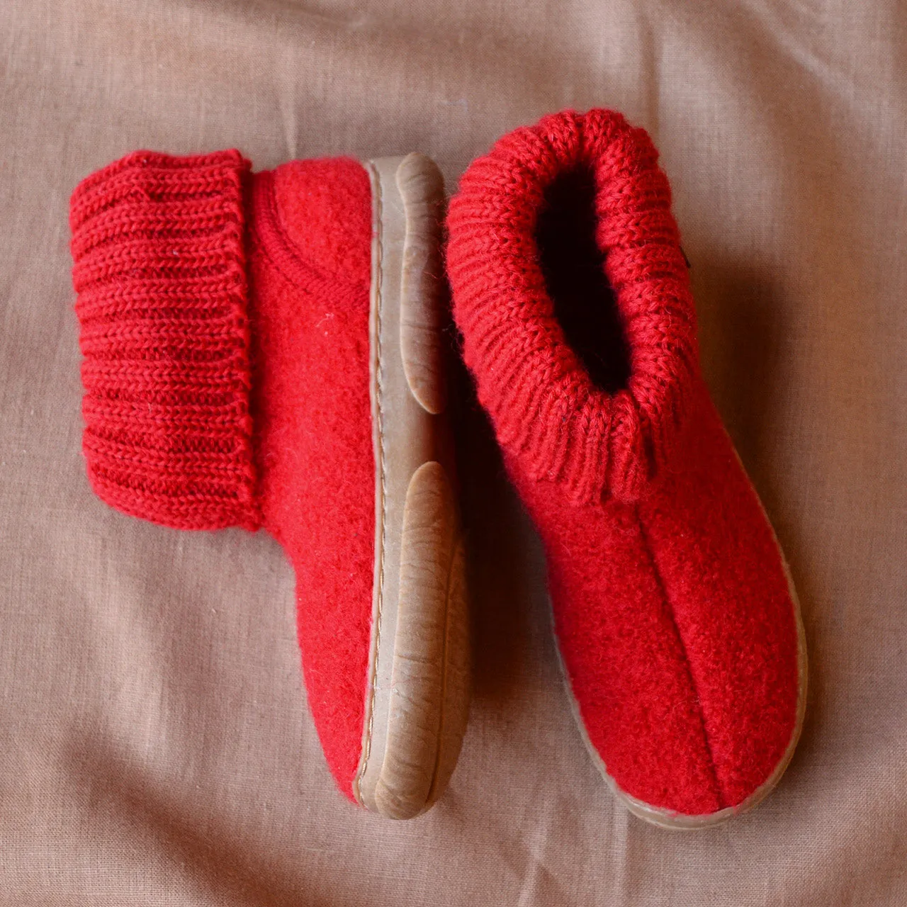 Boiled Wool Slipper Boots - Toni - Rubin (Kids 23-35)