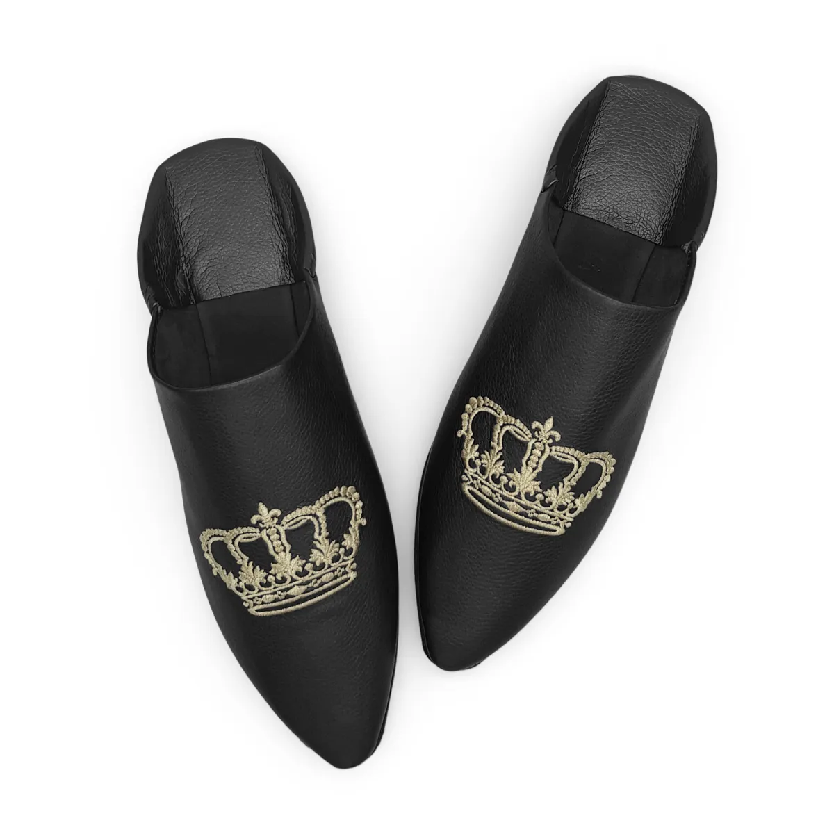 BOOSH ROYALE BLACK Leather Moroccan Slippers