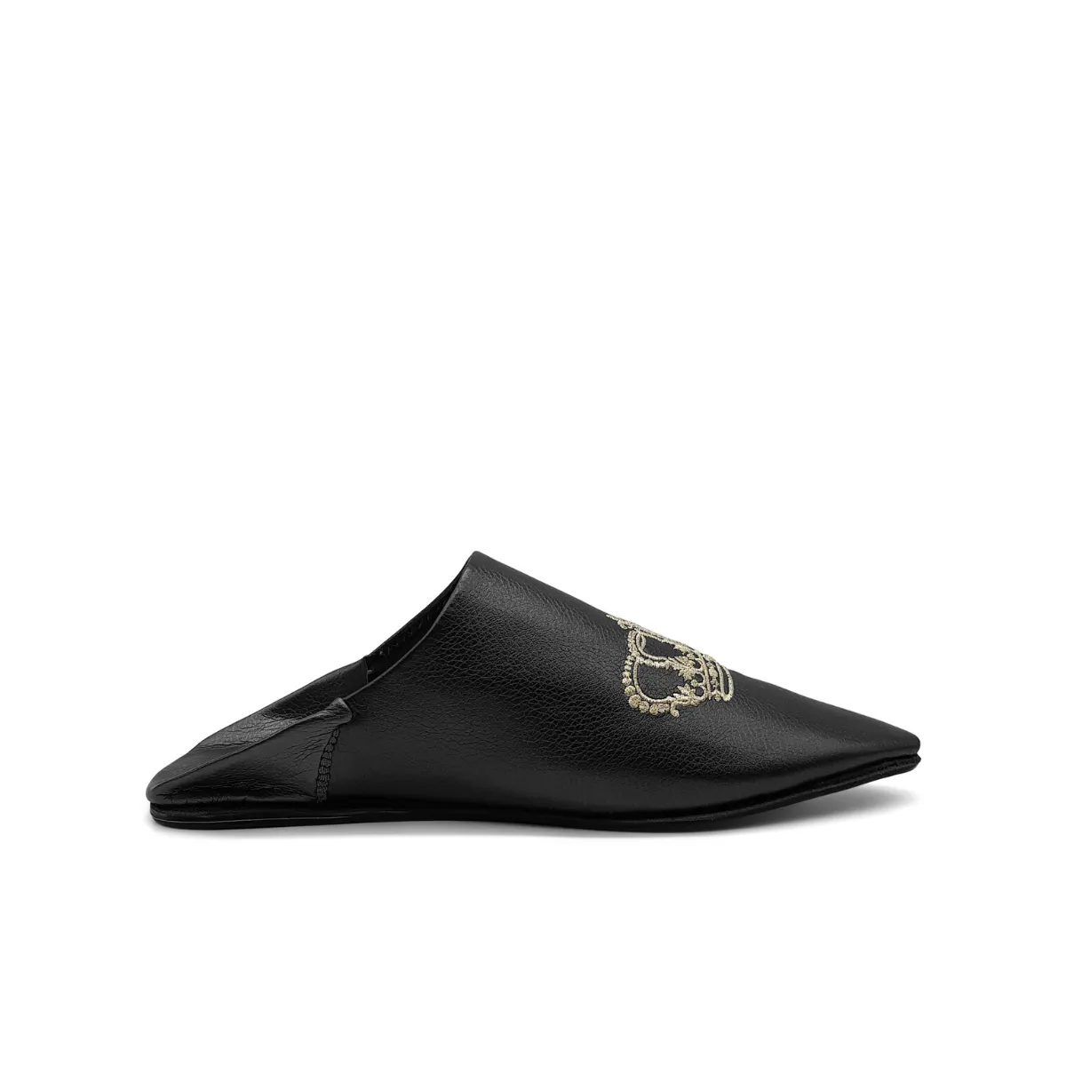 BOOSH ROYALE BLACK Leather Moroccan Slippers