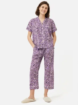 Brushwork Cropped Pyjama | Purple