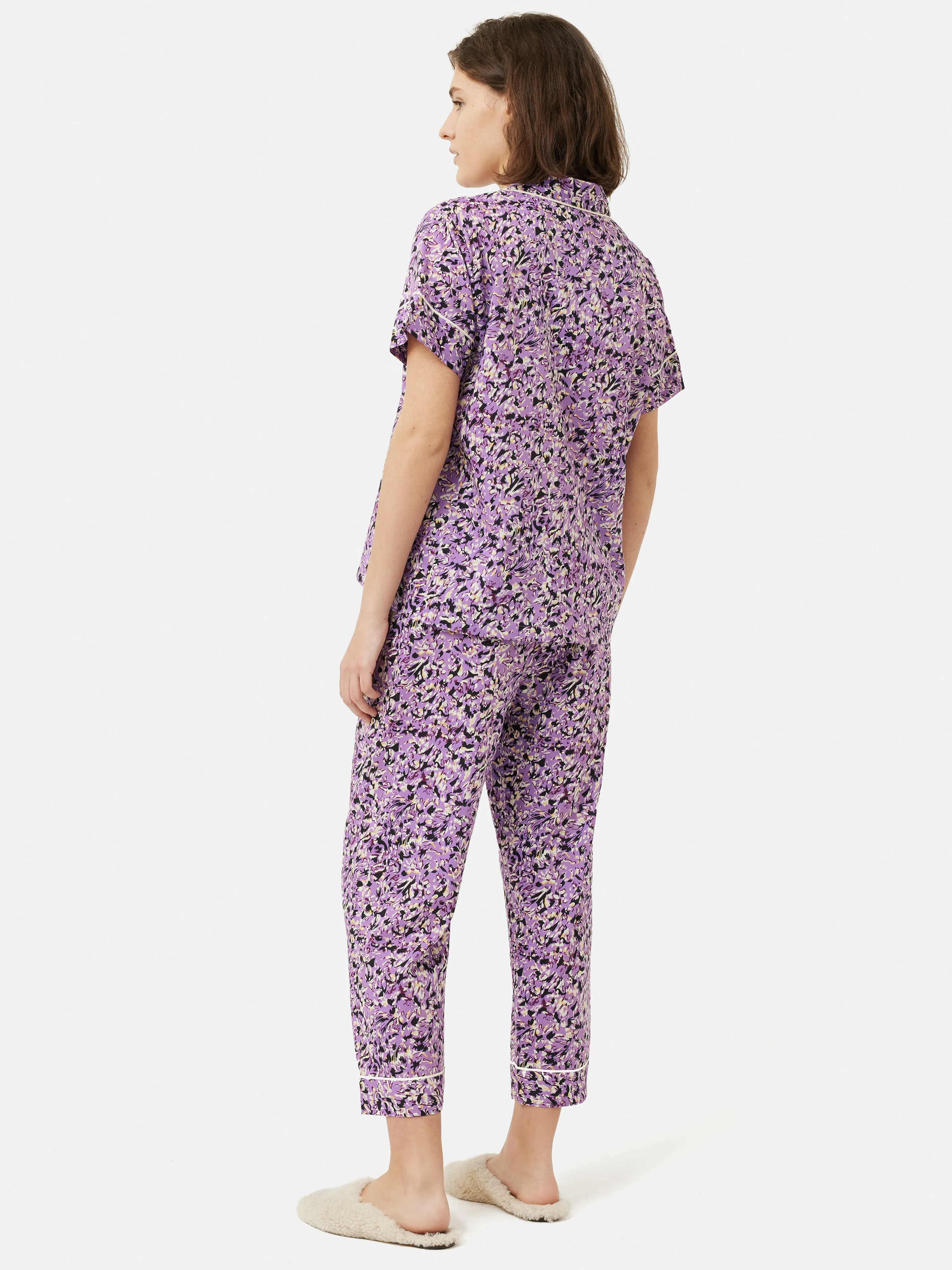 Brushwork Cropped Pyjama | Purple