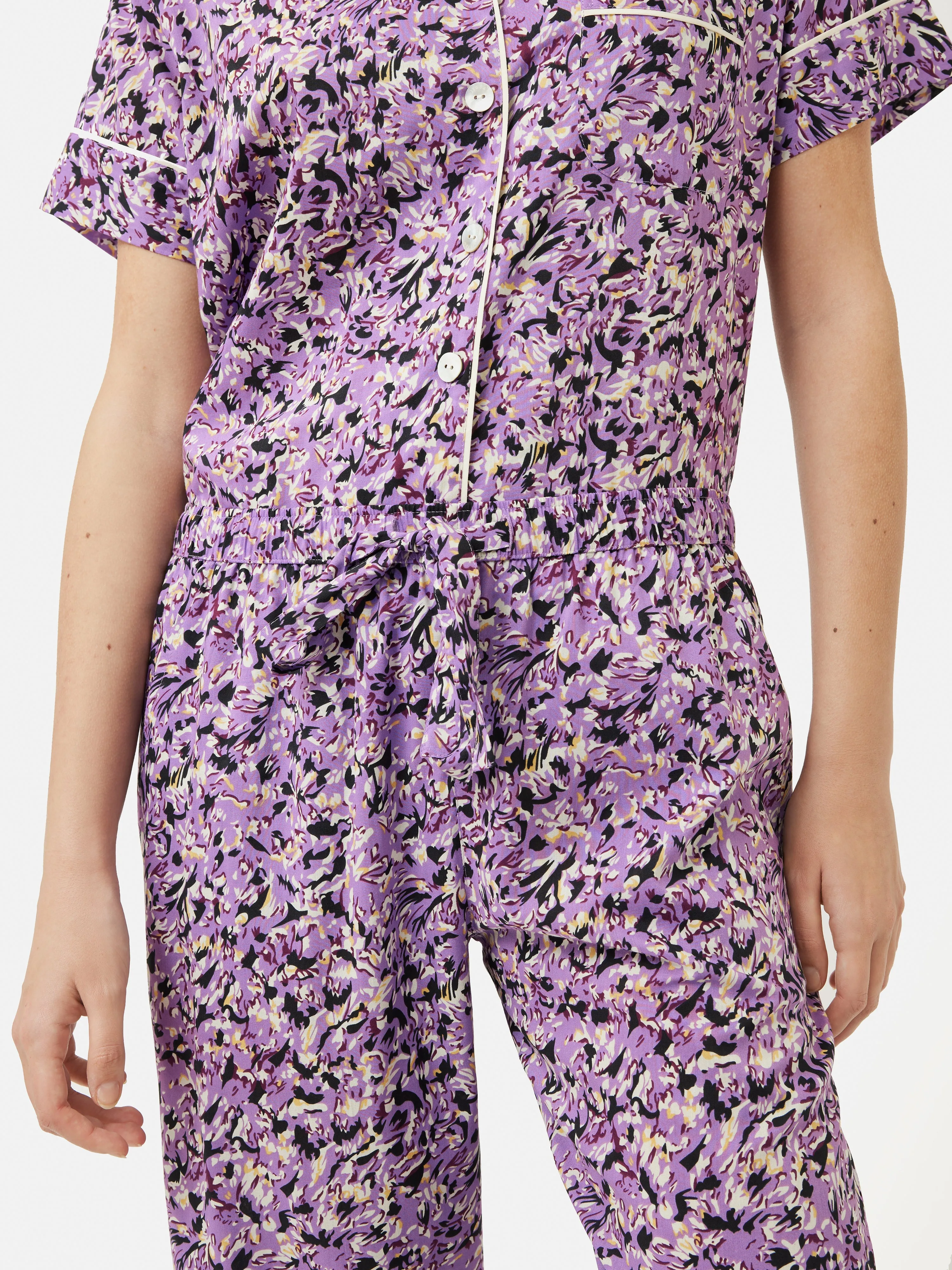 Brushwork Cropped Pyjama | Purple