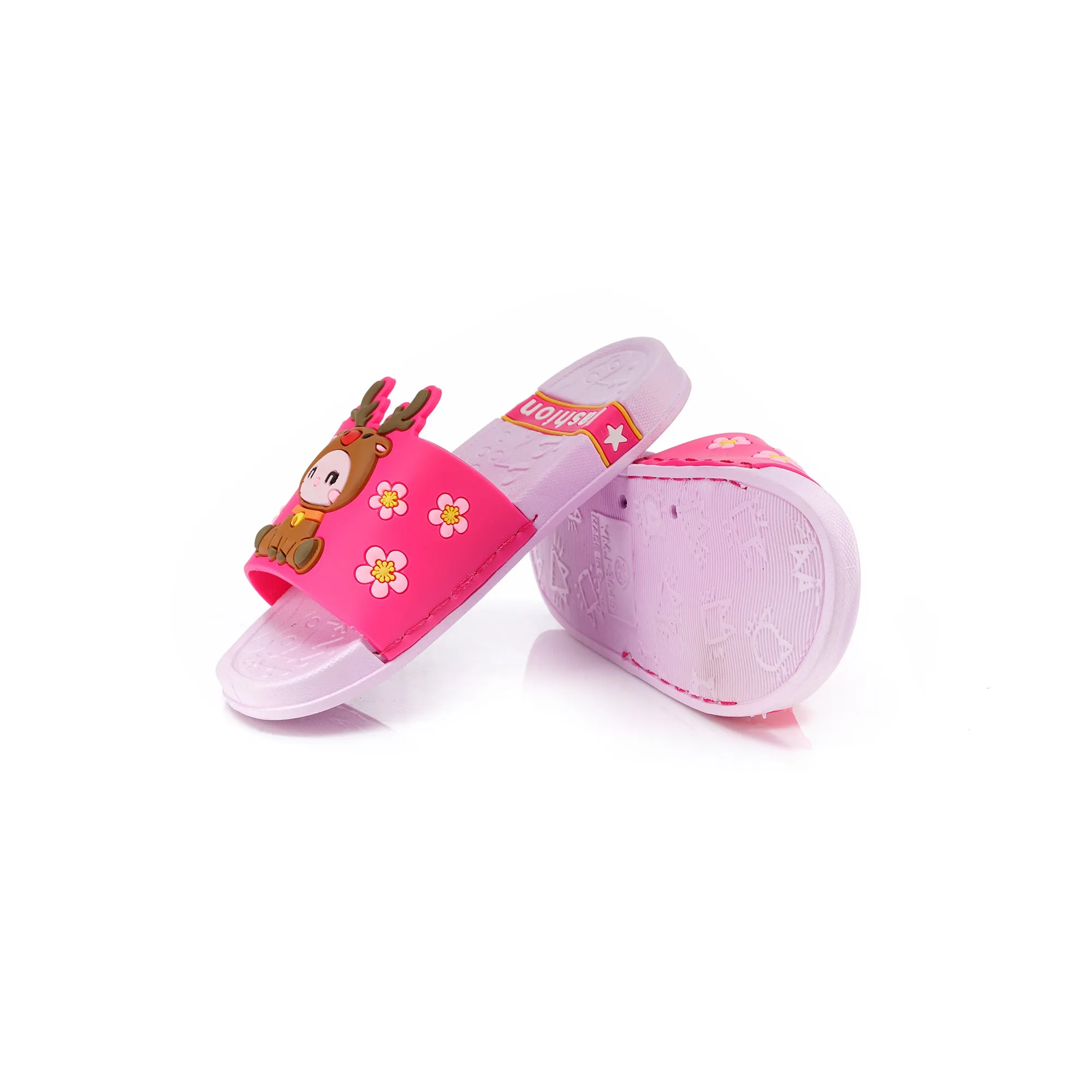 C1628 W-Mark Reindeer Ppyto Day Smart Pink Slippers