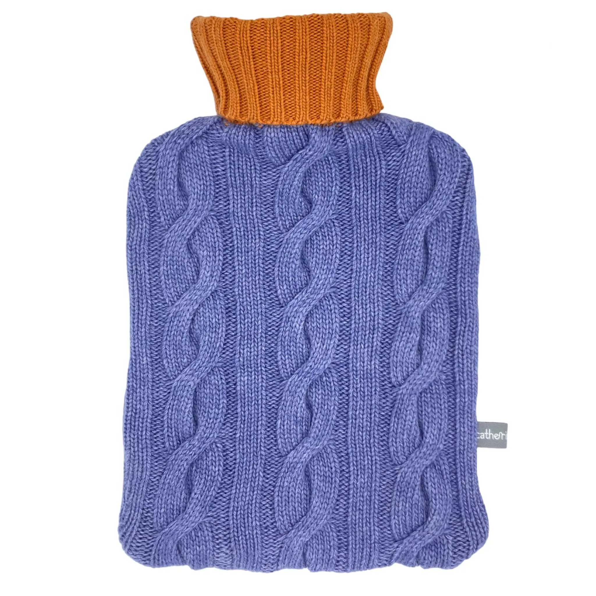 Cashmere Mix Cable Knit Hot Water Bottle Cover - Lilac & Saffron