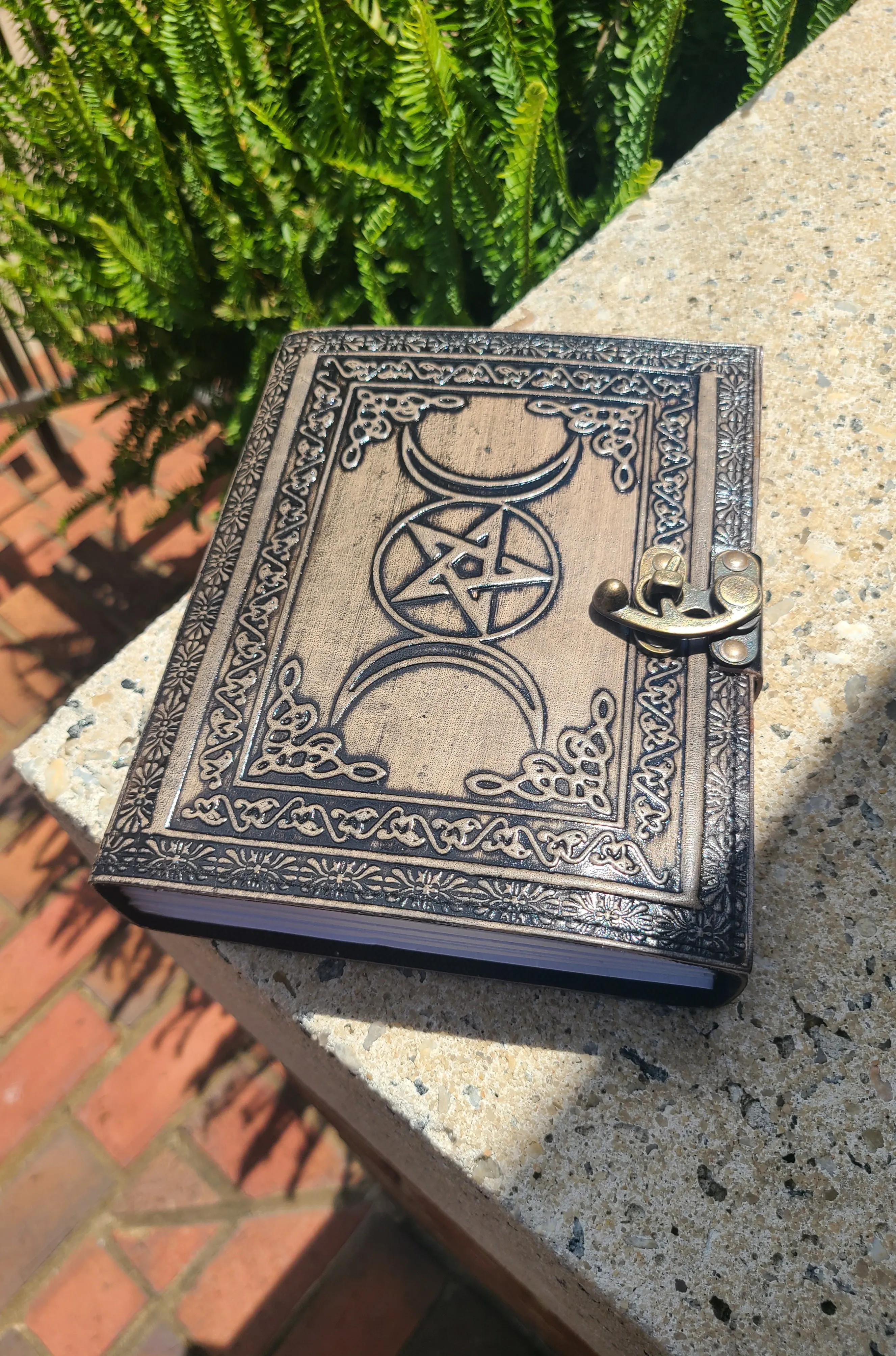 Celtic Triple Moon Goddess Leather Writing Journal