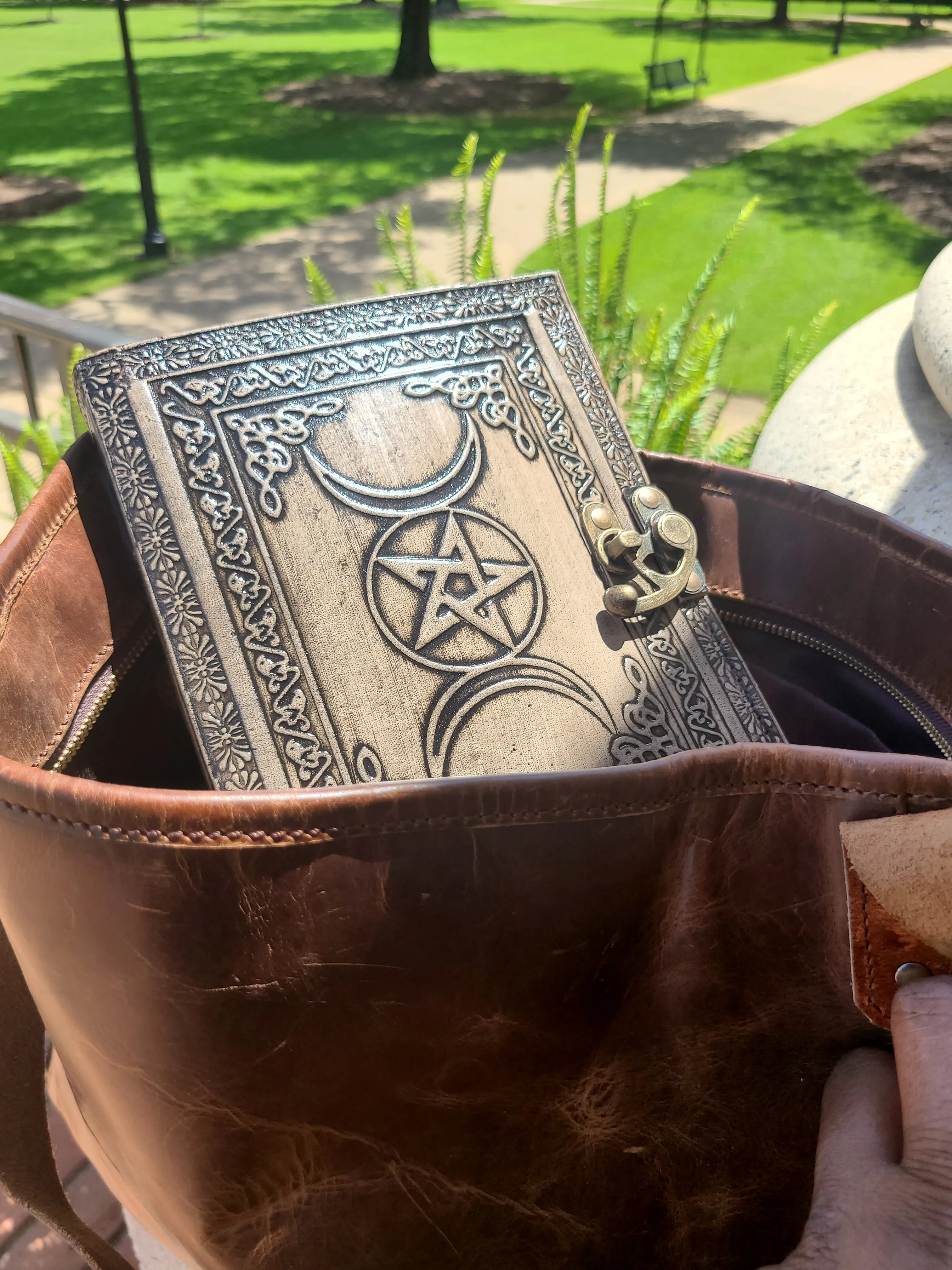 Celtic Triple Moon Goddess Leather Writing Journal