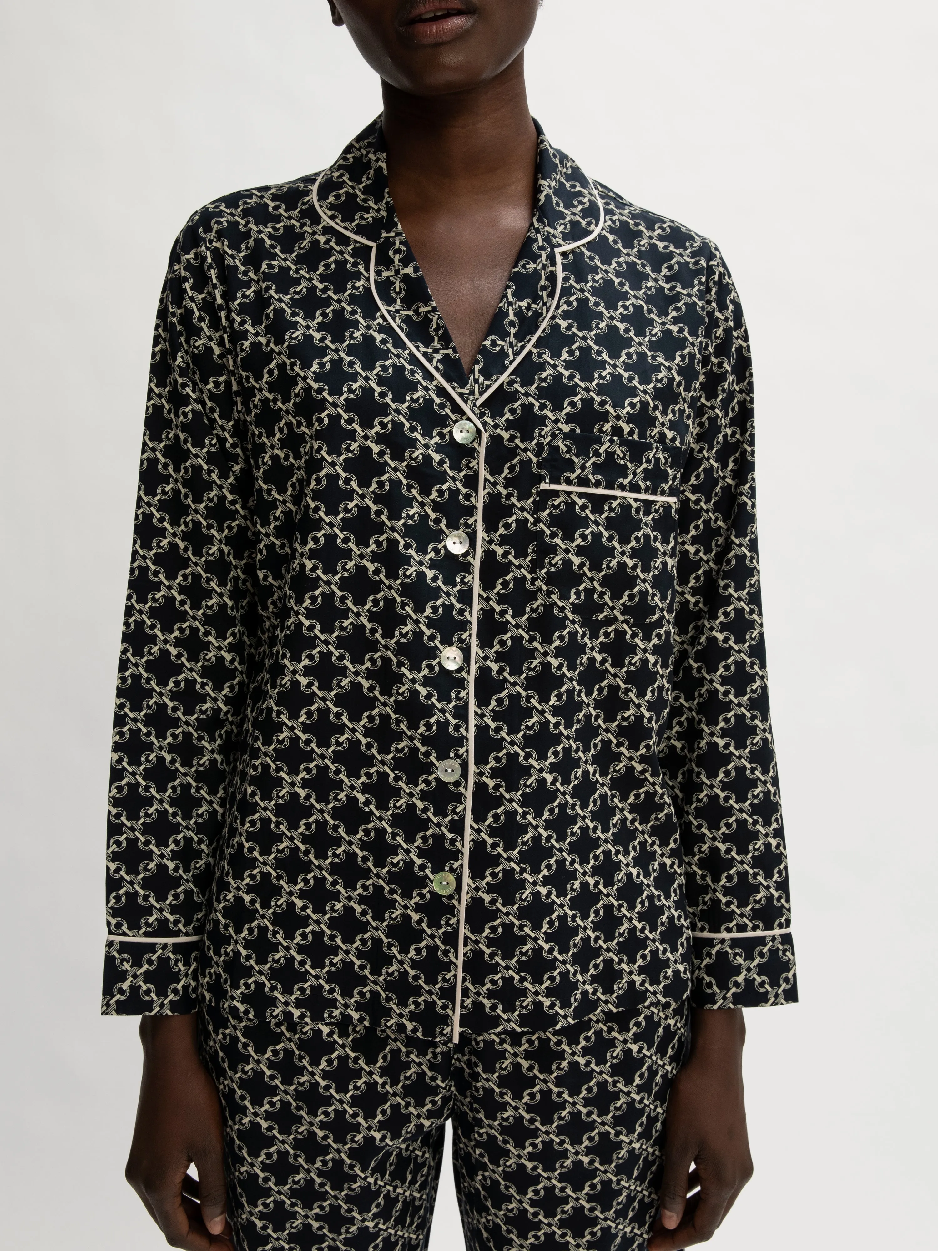 Chain Print Pyjama Modal | Navy