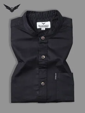 Charcoal Black Premium Super Soft Solid Cotton Mandarin Collar Shirt