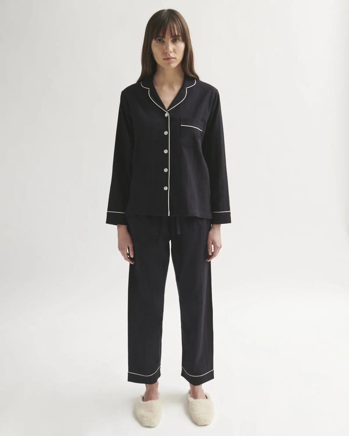 Cotton Herringbone Pyjama | Dark Navy