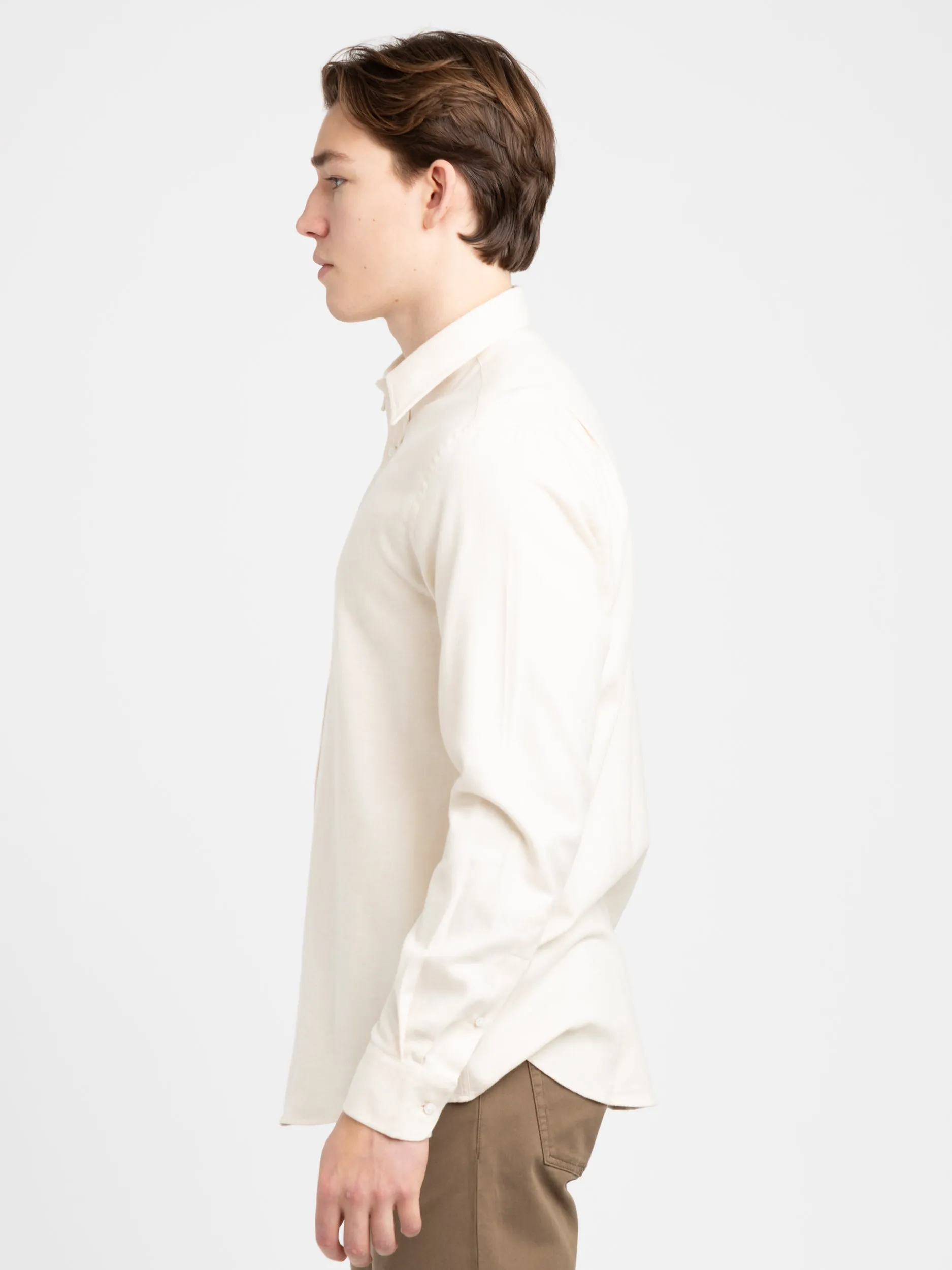 Cream Herringbone Flannel Shirt