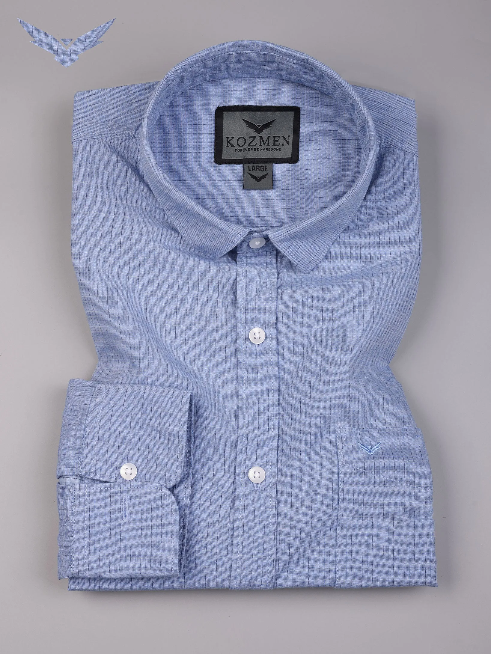 Dark Cobalt Blue Checkered Cotton  Shirt