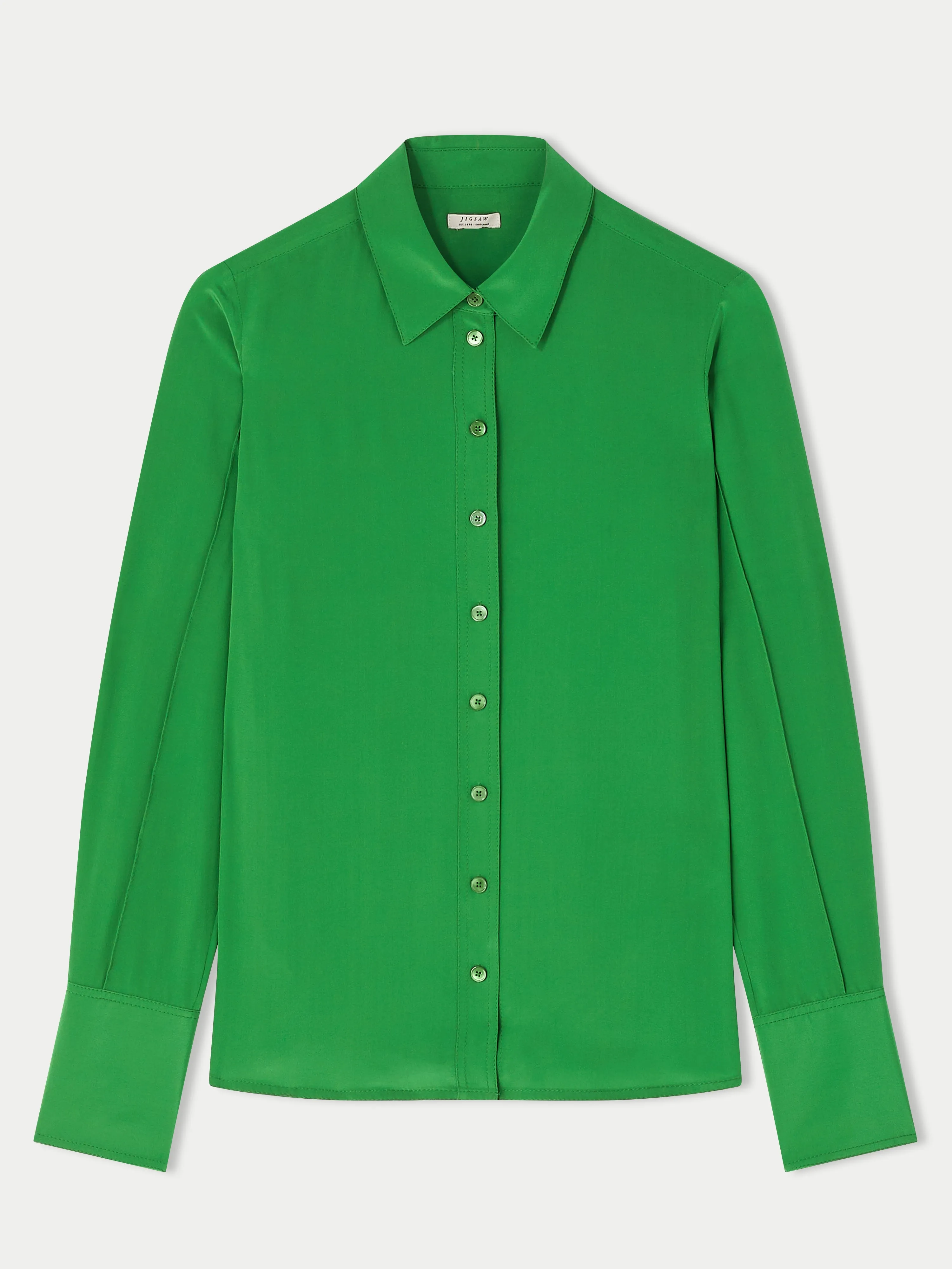 Deep Cuff Silk Long Sleeve Shirt | Green