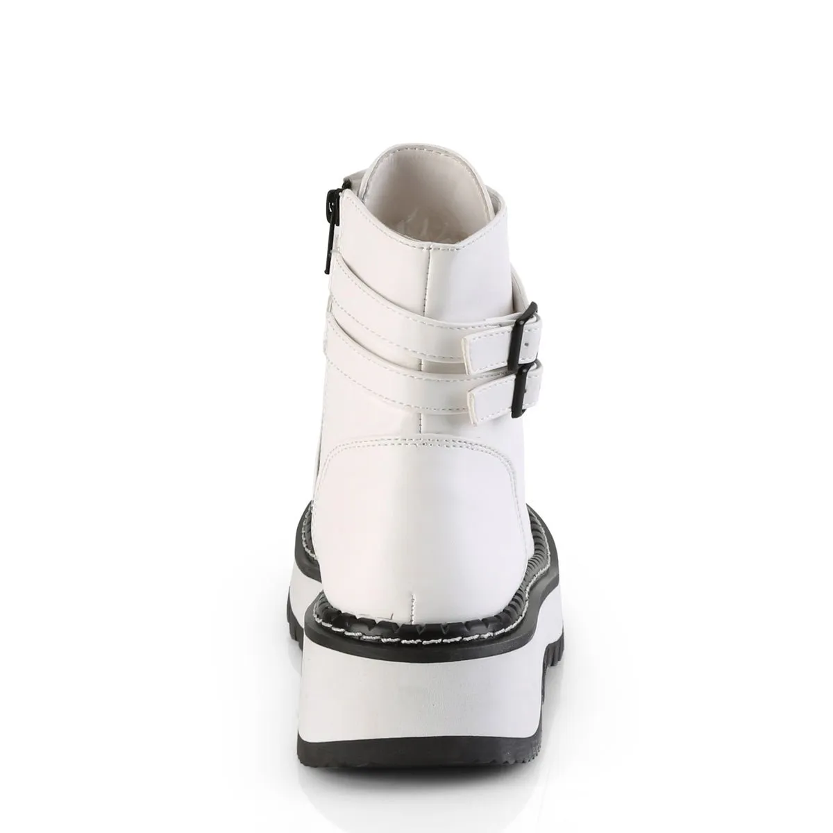 Demonia LILITH-152 | White Vegan Leather Ankle Boots