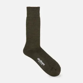 Druthers Olive Merino Wool Waffle Sock