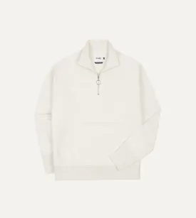 Ecru Cotton Quarter Zip Sweatshirt