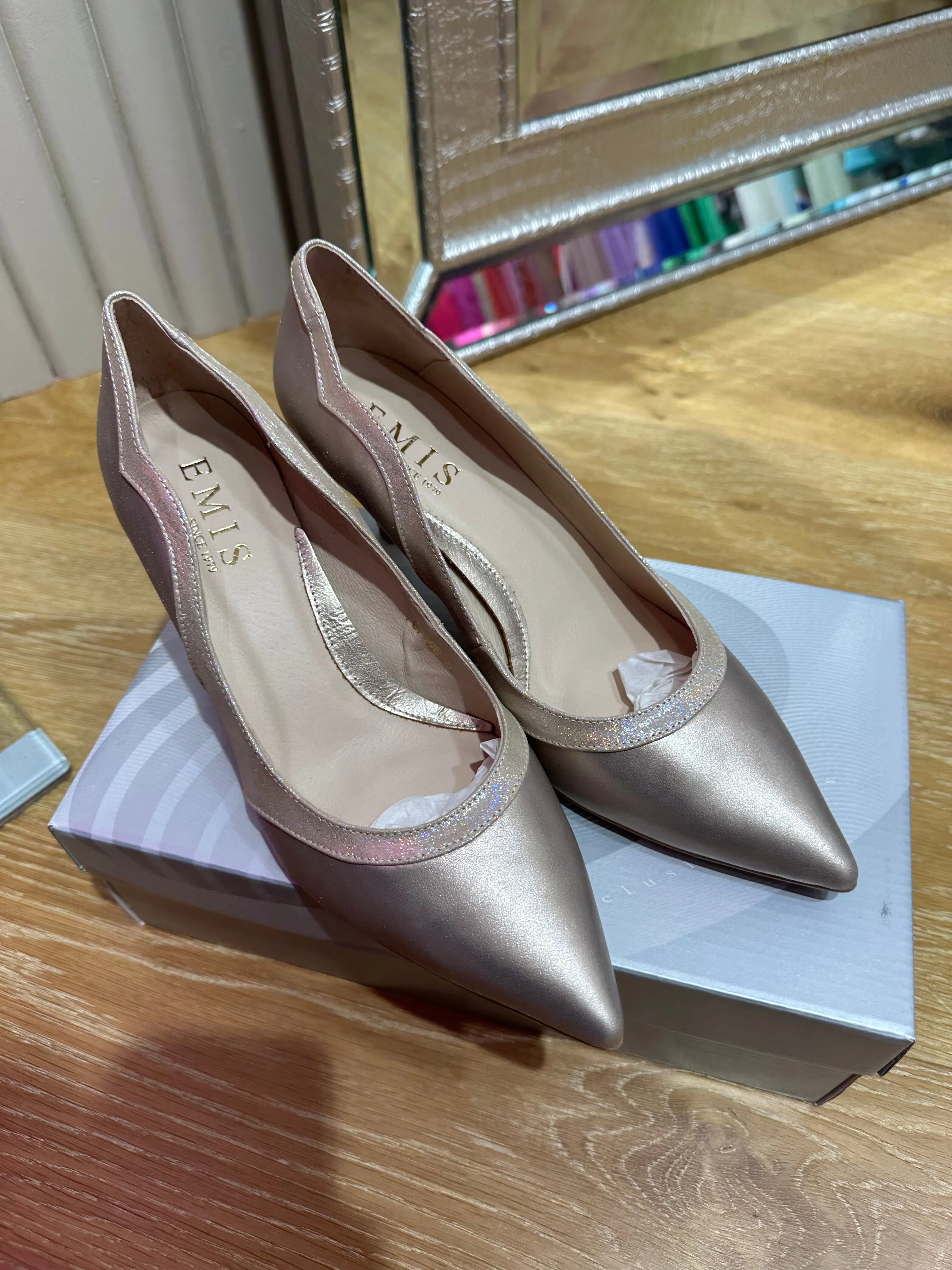 Emis Pewter Two Tone Low Heel