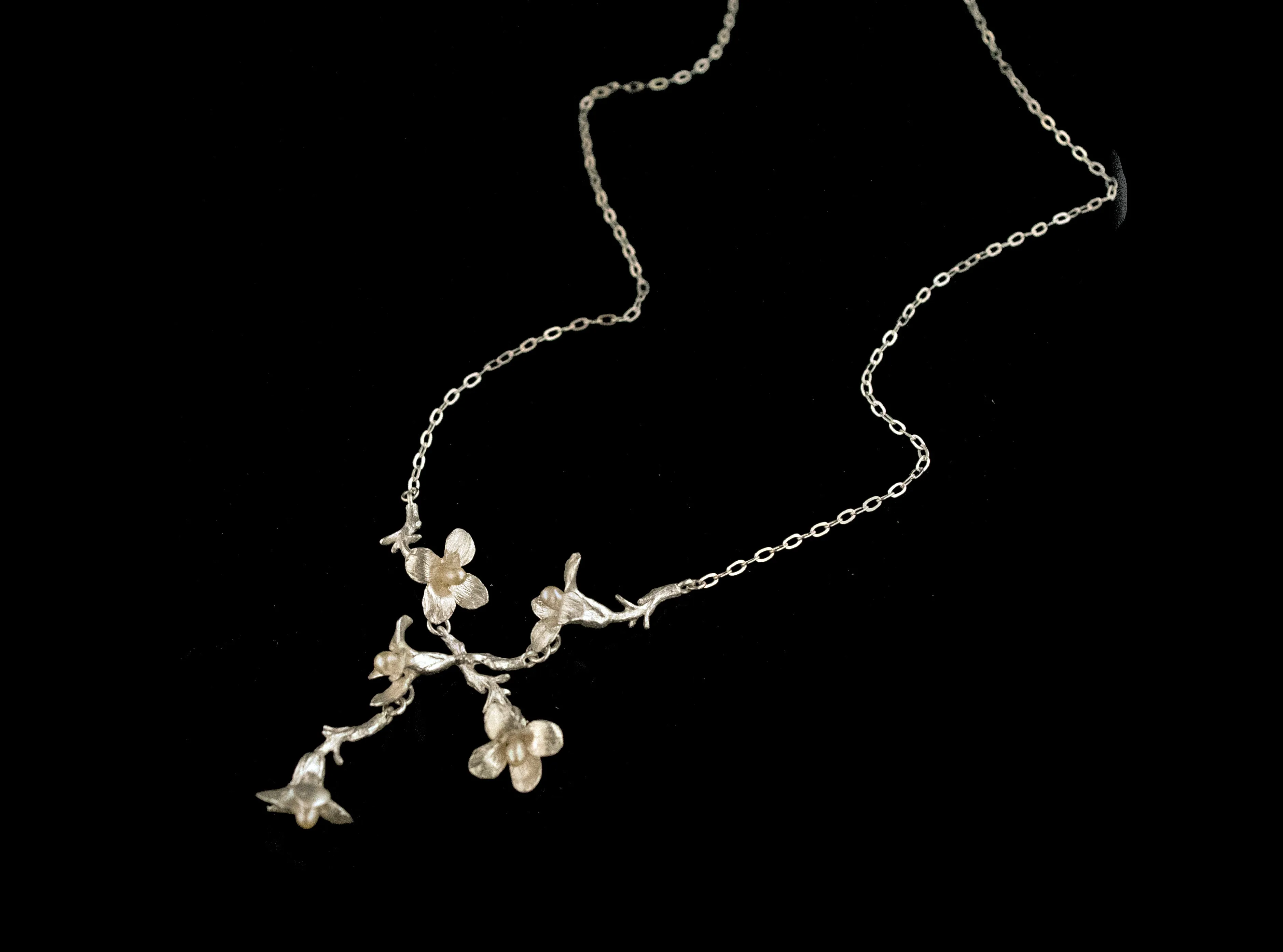 Fine Wildflower Silver Drop Statement Necklace