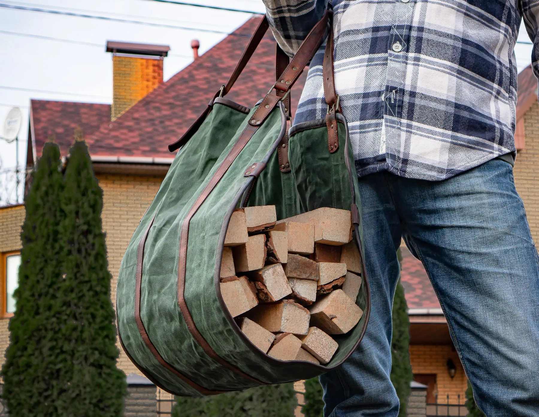 Firewood Log Carrier | Canvas Log Carrier | Handcrafted | Personalised Gift