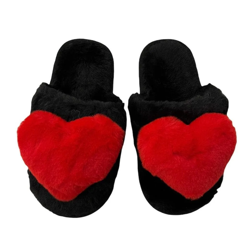 Fuzzy Heart Slippers