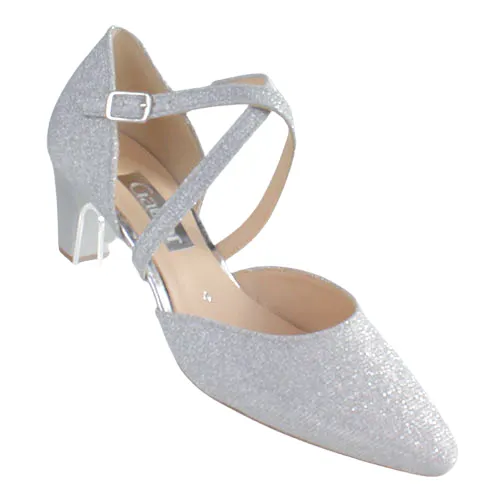 Gabor Ladies Dressy Heeled Cross Strap Pumps - 01.363.61 - Silver