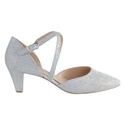 Gabor Ladies Dressy Heeled Cross Strap Pumps - 01.363.61 - Silver